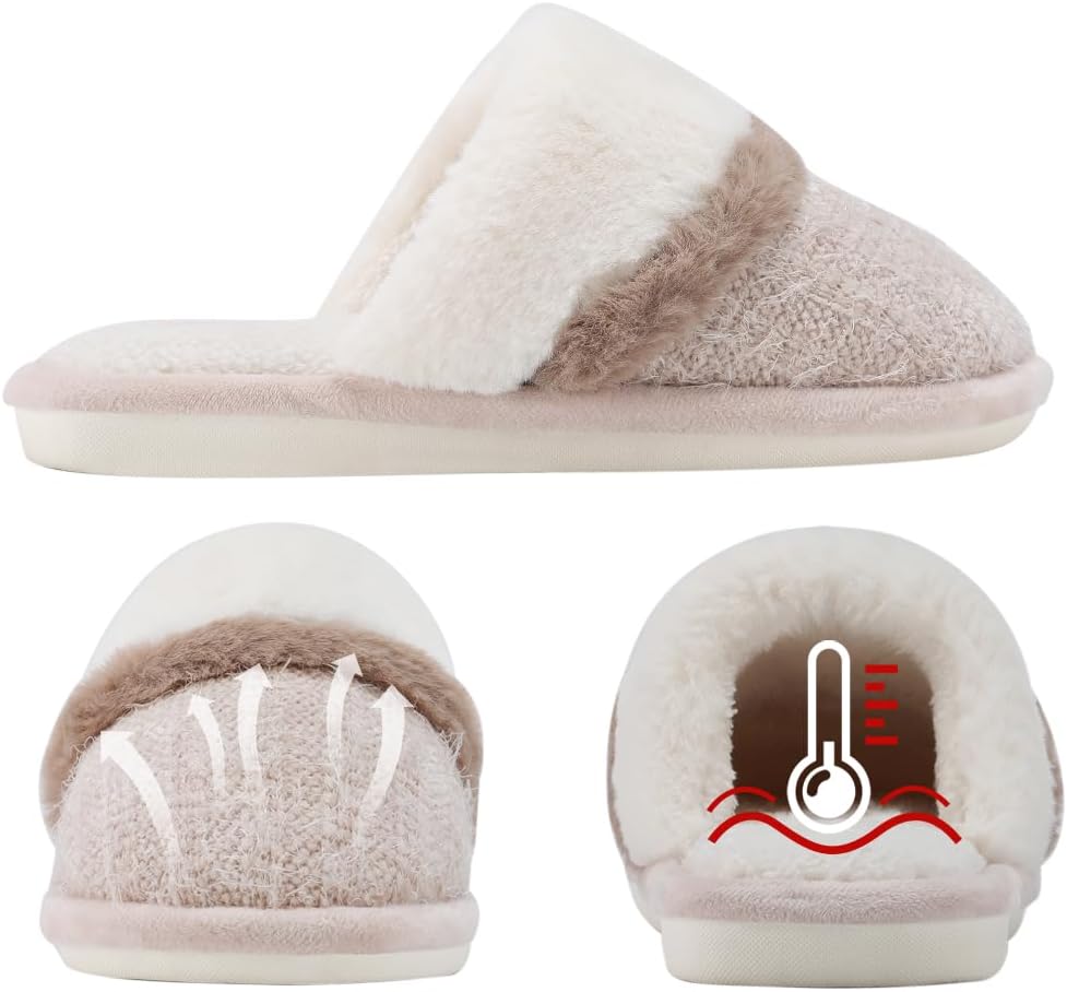 Cozy Slippers for Women Indoor and Outdoor Fuzzy House Shoes with Memory Foam Anti-Skid Sole Gifts for Women Mom Ladies - Image 2