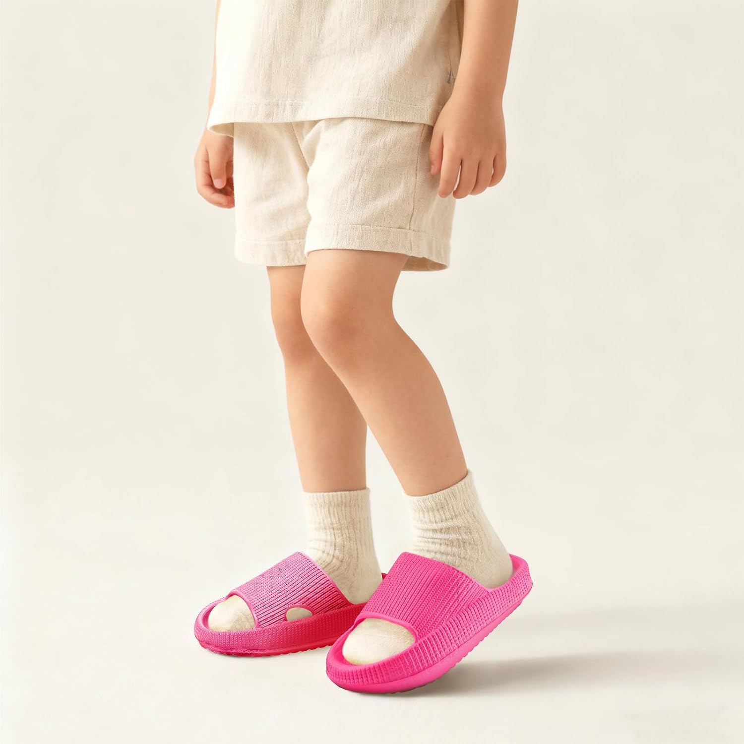 Cloud Slides for Kids, Toddler Boys Girls Pillow Shower Bathroom Slippers, Non-Slip Open Toe Super Soft Comfy Thick Sole Home House Beach Clouds Cushion Slide Sandals for Indoor Outdoor Shoes - Image 2