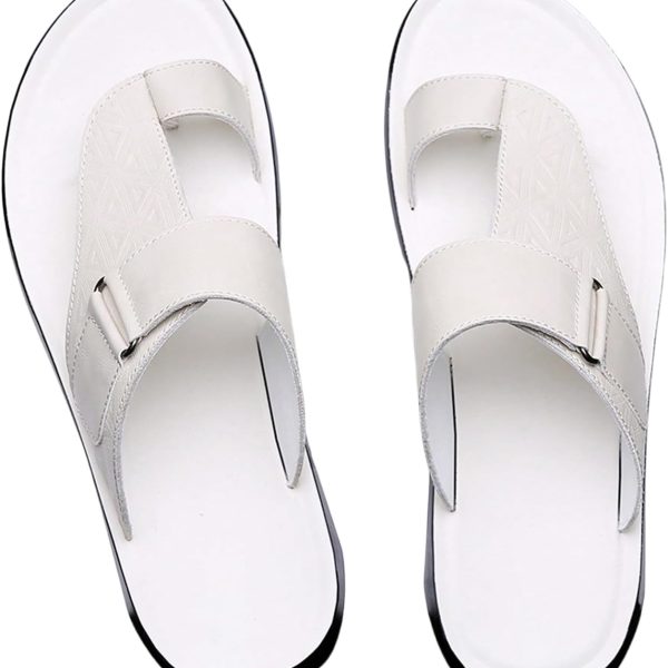 Men's PU Leather Thong Sandals Open Toe Slip on Slippers