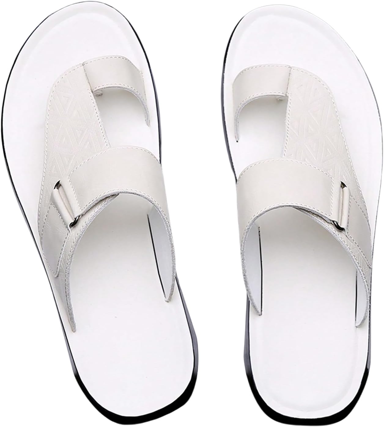 Men's PU Leather Thong Sandals Open Toe Slip on Slippers