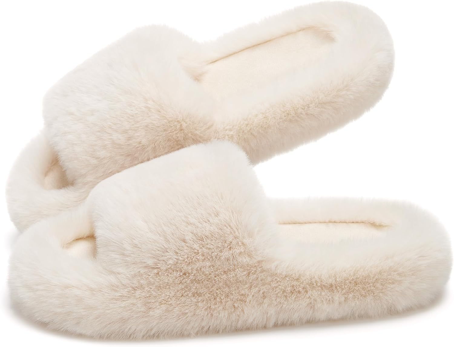 Women Slippers with Arch Support Lightweight Fuzzy House Slippers for Women Cozy Memory Foam Indoor Open-toe Comfy Shoes for Women