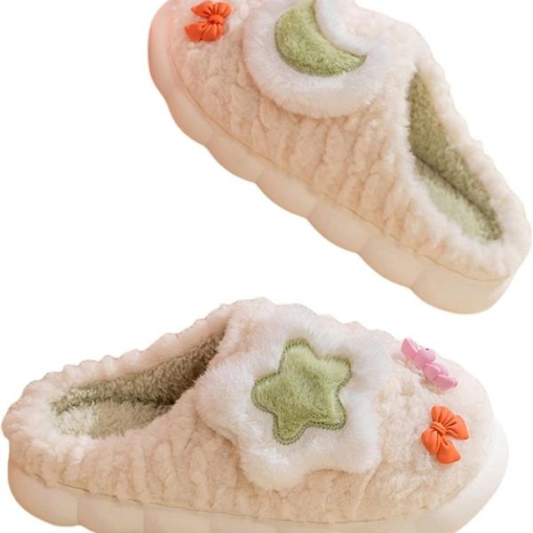 Cute Women Star Plush Slippers - Warm Indoor & Outdoor Slippers