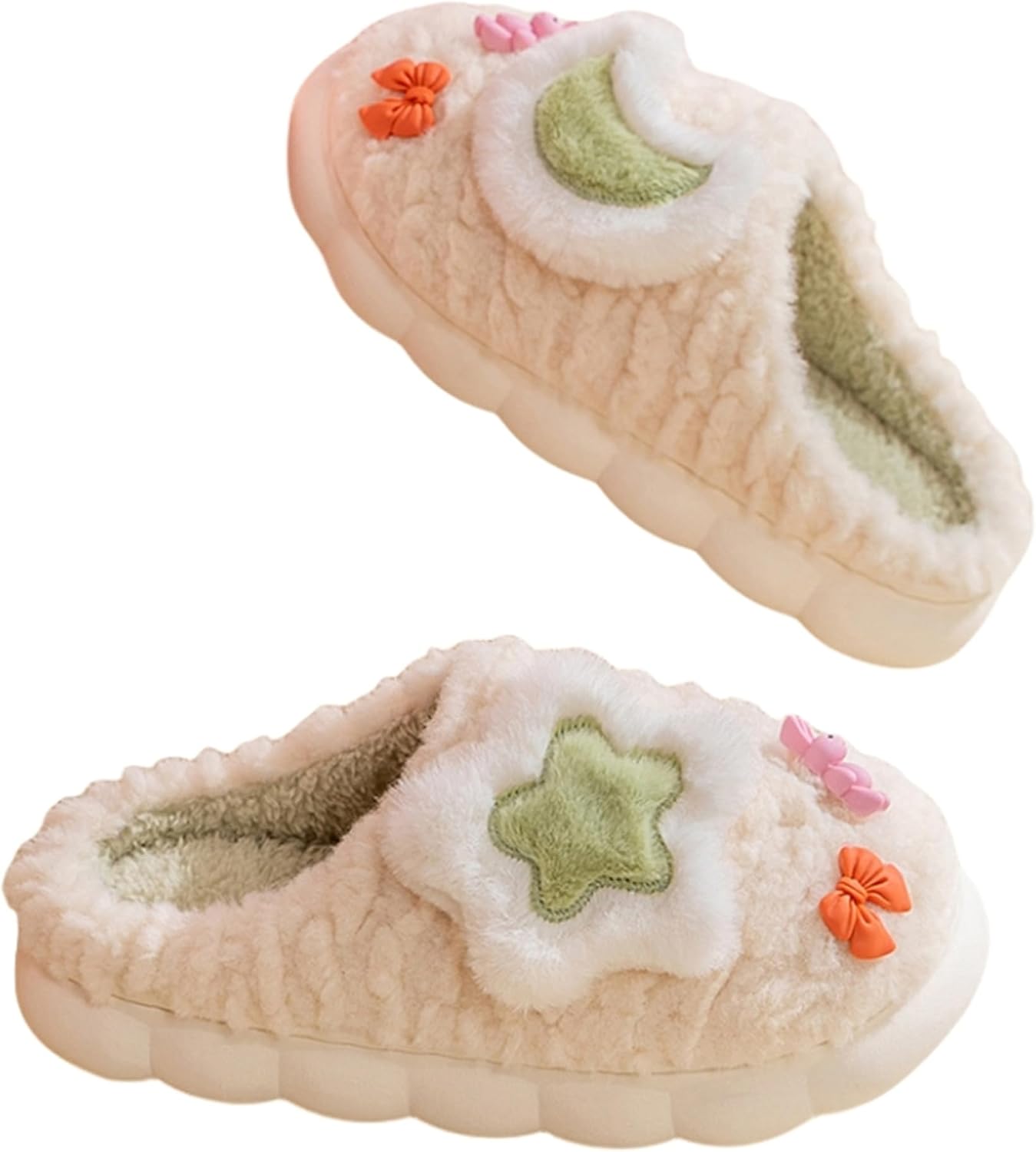 Cute Women Star Plush Slippers - Warm Indoor & Outdoor Slippers