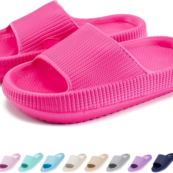 Cloud Slides for Kids, Toddler Boys Girls Pillow Shower Bathroom Slippers, Non-Slip Open Toe Super Soft Comfy Thick Sole Home House Beach Clouds Cushion Slide Sandals for Indoor Outdoor Shoes