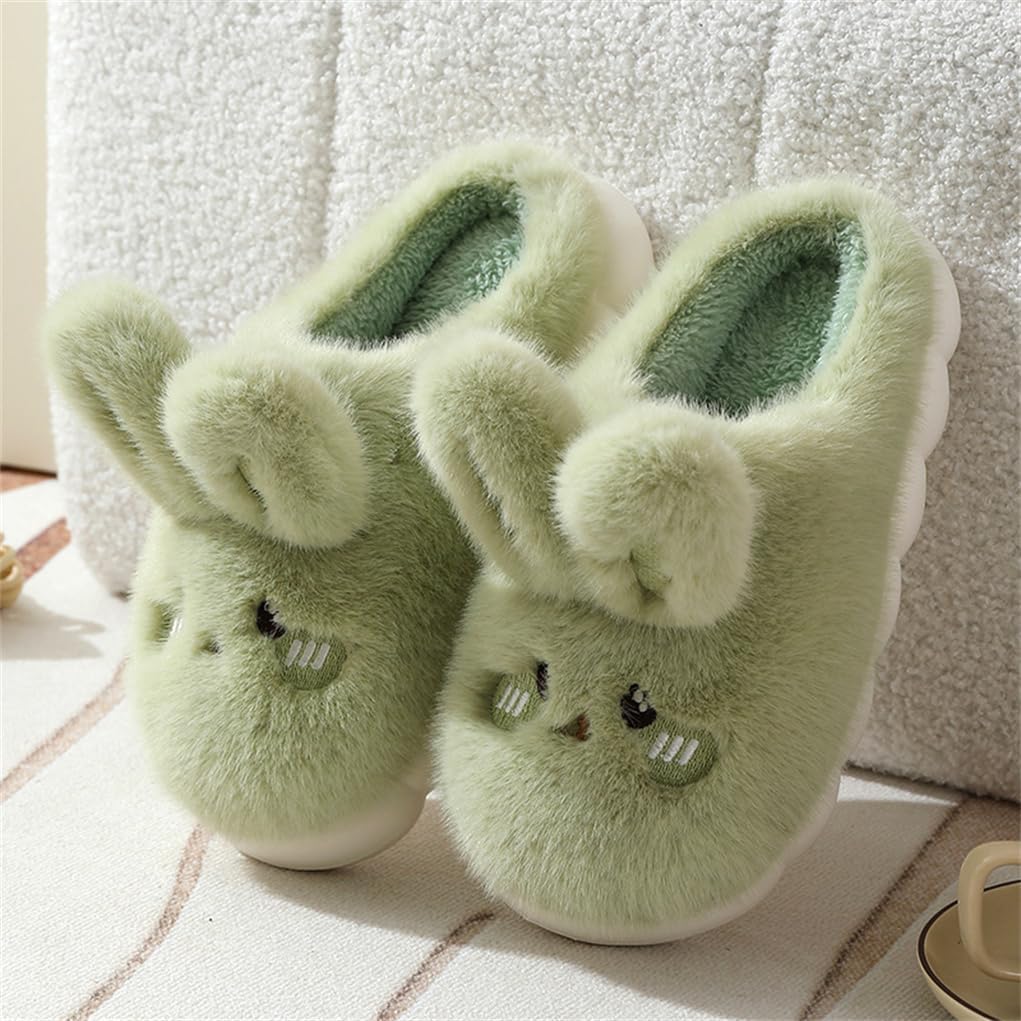 Women Cute Rabbit Warm Plush Comfortable Indoor Anti slip Home Thick Sole Winter Soft Cotton Slippers - Image 2