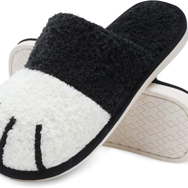 Women Cat Paw Cozy Slippers Warm Gifts for Women Men with Memory Foam Trendy Cute Fuzzy Winter House Shoes Indoor Outdoor