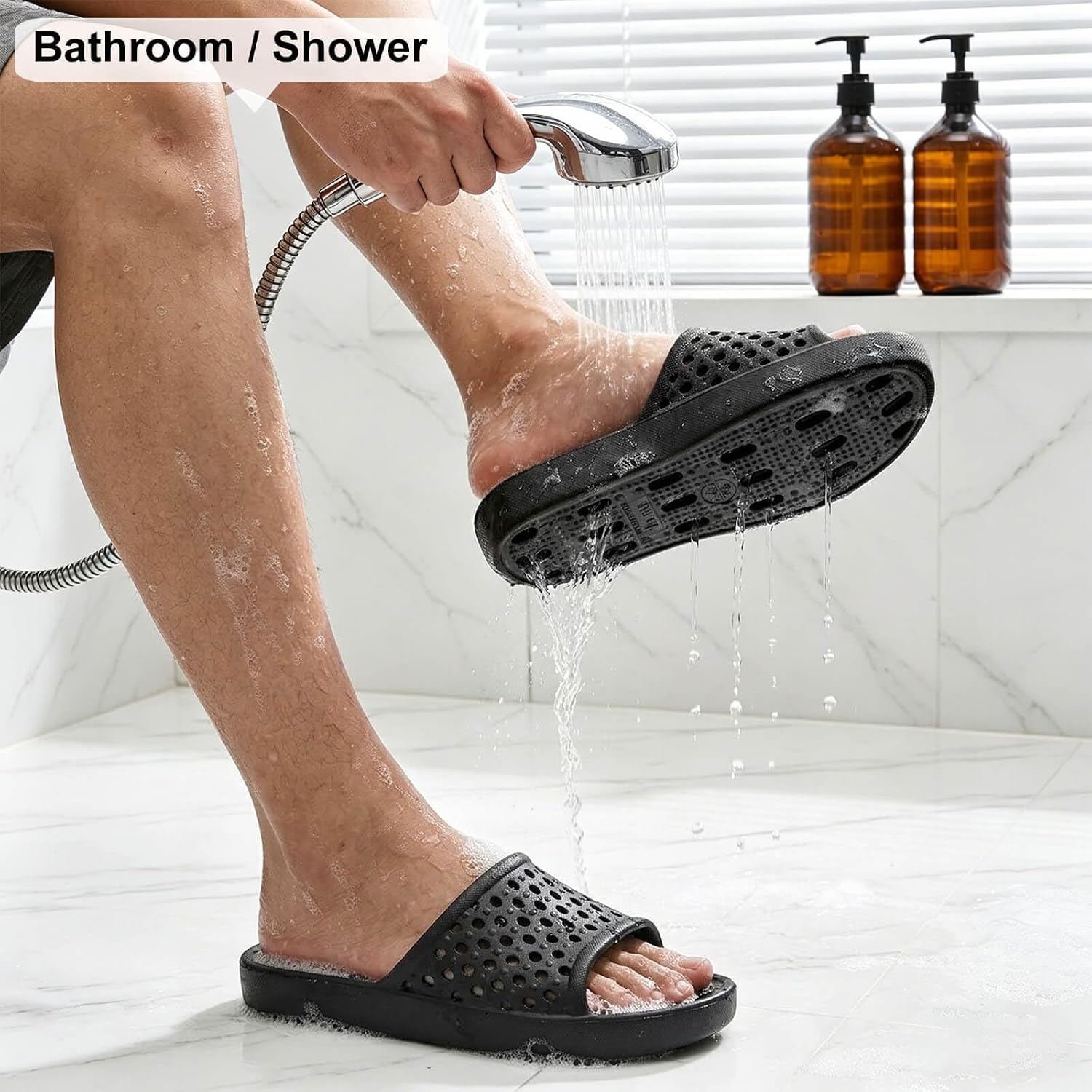 Shower Shoes Men Quick Drying Women Shower Sandals Non-Slip Comfortable House Slippers Bathroom Hotel Flip Flops Slides With Students Gym - Image 2