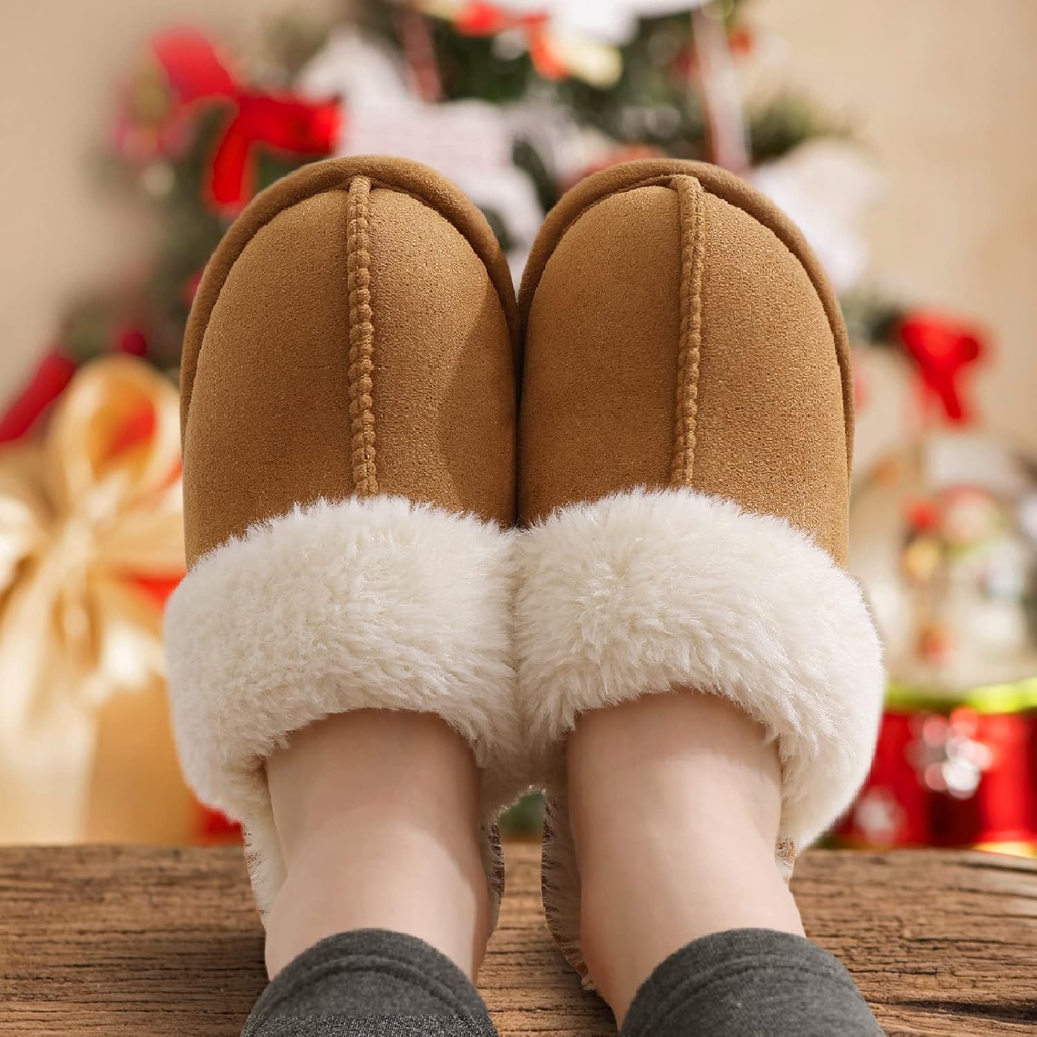 Women's Fuzzy Memory Foam Slippers Fluffy Winter House Shoes Indoor and Outdoor - Image 2