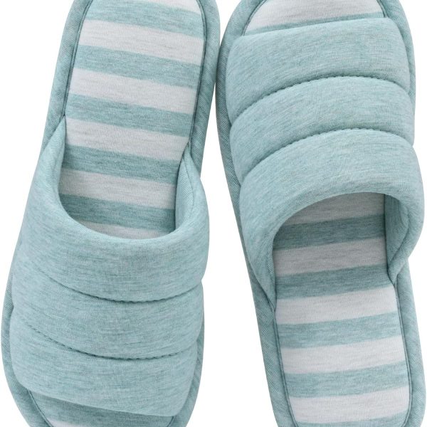 Open Toe House Slippers for Women Men Soft Cotton Indoor Shoes Memory Foam Slip On bedroom Slippers