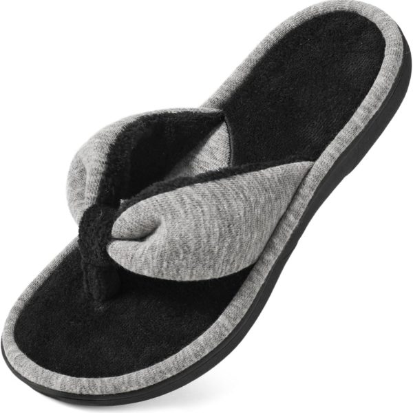 Women's Memory Foam Spa Thong Flip Flops Cozy Indoor Slippers, Ladies Summer Lightweight Open Toe House Sandals