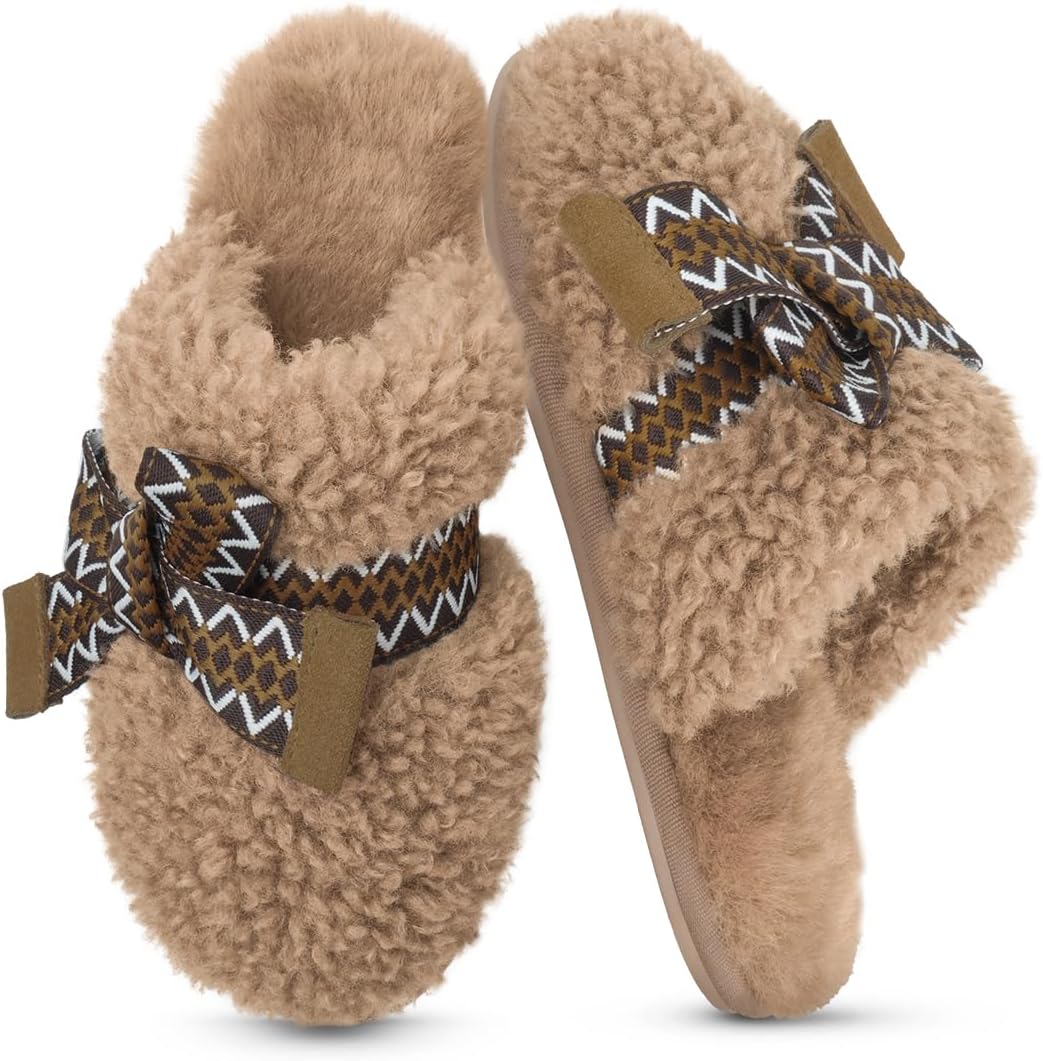 House Slippers for Women Fuzzy Bedroom Slipper Shoes Women Comfy Fluffy Winter Memory Foam Indoor Slip On Slipper Slides