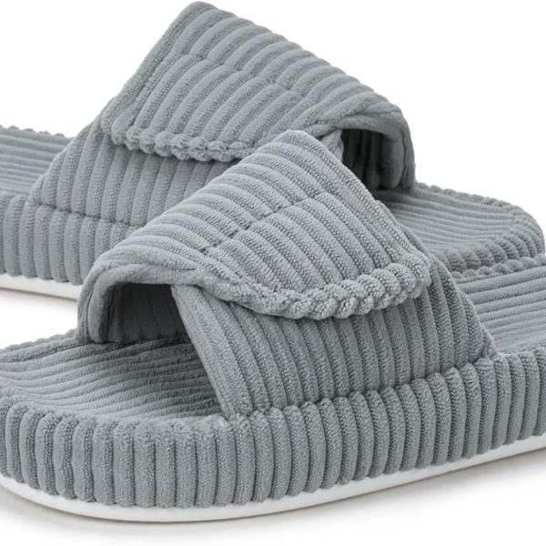 Women's Orthopedic Arch Support Slippers House Slippers for Women Adjustable Memory Foam Open Toe Indoor Bedroom Shoes Slide