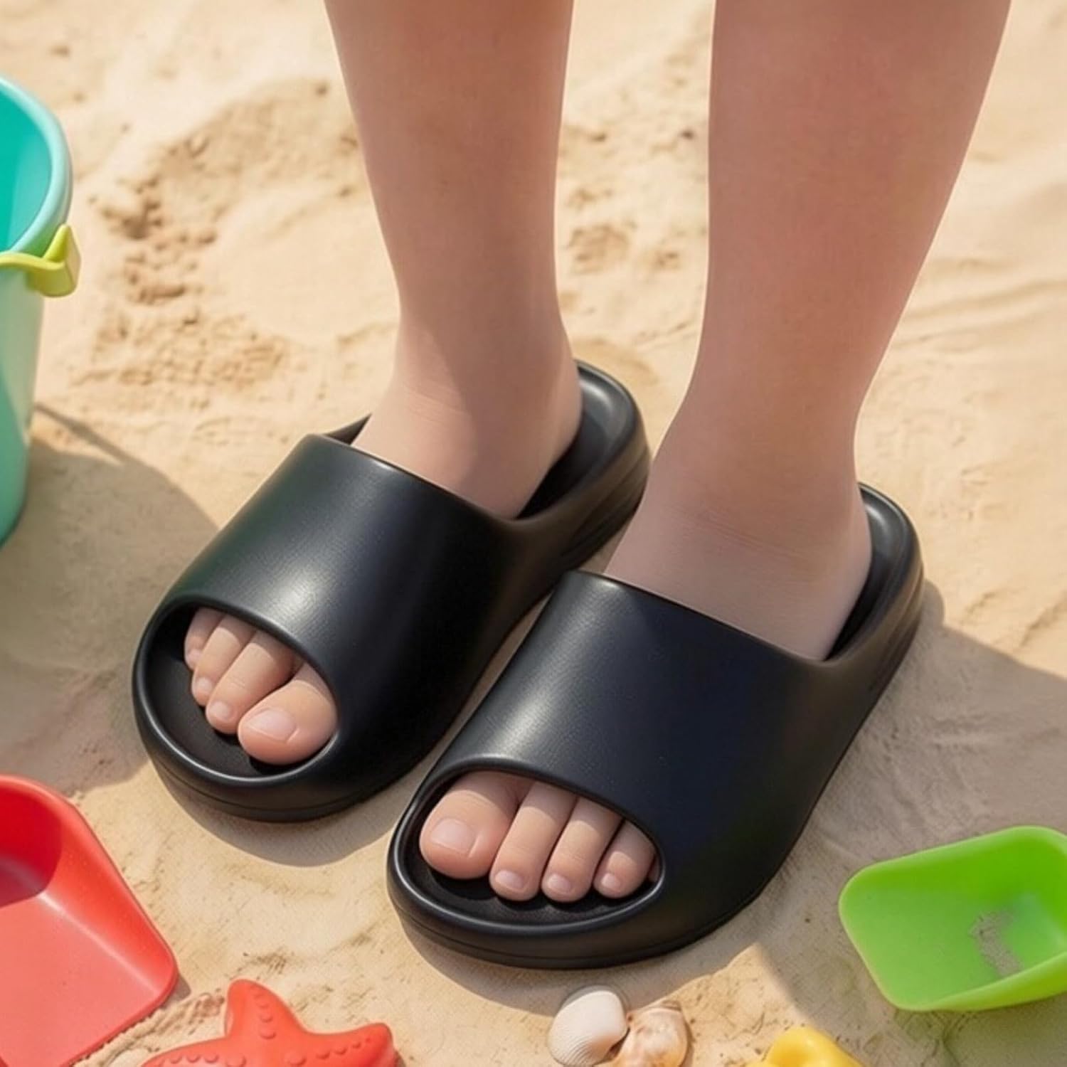 Kids Cloud Slides Pillow Slippers for Boys Girls,Non-Slip Shower Shoes for Indoor Outdoor,Bathroom Pool Sandals Summer Beach Lightweight Comfort Thick Sole Slipper - Image 2