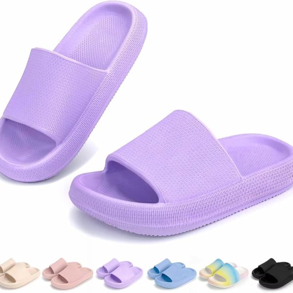 Cloud Slides for Kids丨Boys Girls Shower Slippers Slip on Sandals丨Non-Slip Open Toe Pillow Slippers Sandals丨Quick Drying Summer Beach Pool Shoes