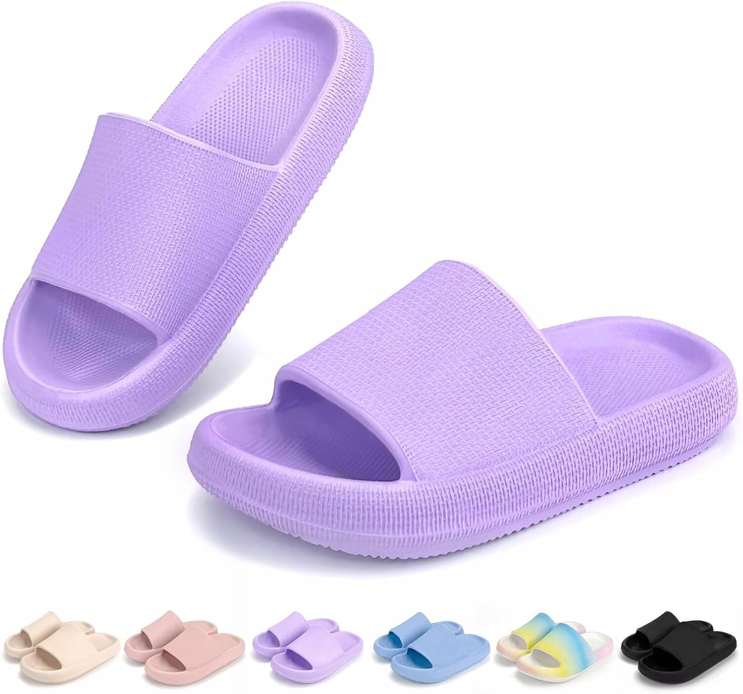 Cloud Slides for Kids丨Boys Girls Shower Slippers Slip on Sandals丨Non-Slip Open Toe Pillow Slippers Sandals丨Quick Drying Summer Beach Pool Shoes