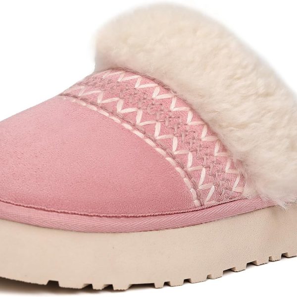 Slippers for Women, Winter House Slippers Indoor Outdoor, Fuzzy Platform Slippers Women
