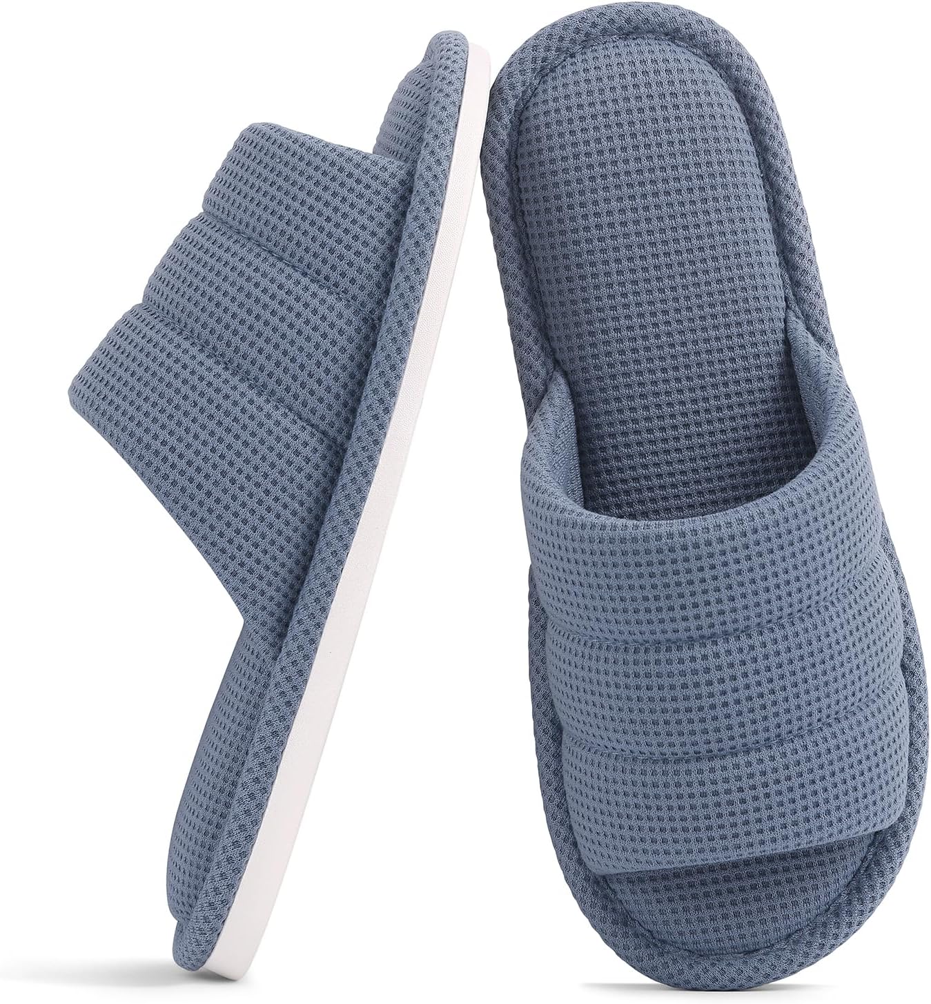 Summer House Slippers for Women Men Breathable Waffle Indoor Slippers Slip-on Open Toe Home Shoes