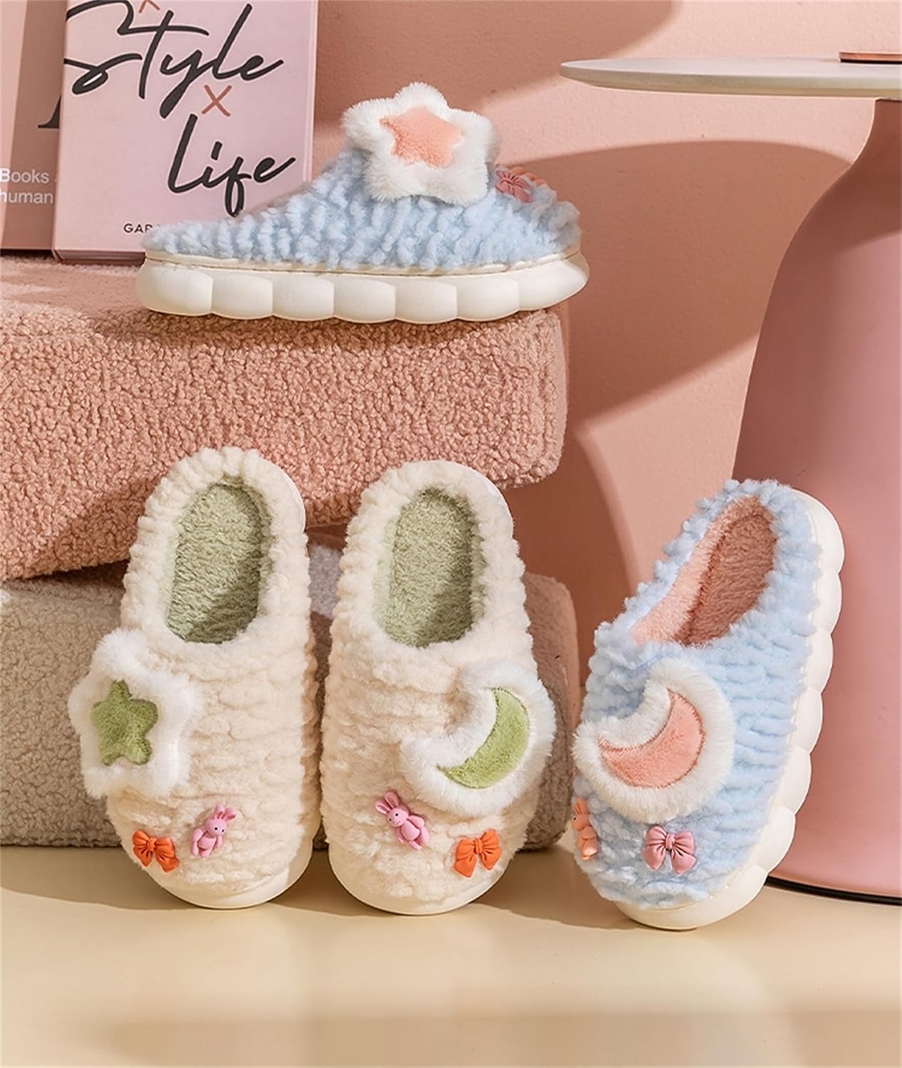 Cute Women Star Plush Slippers - Warm Indoor & Outdoor Slippers - Image 2