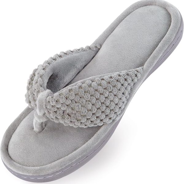 Women's Memory Foam Flip Flop Slippers - Adjustable Thong, Anti-Slip Indoor/Outdoor House Slides with Cloud Comfort