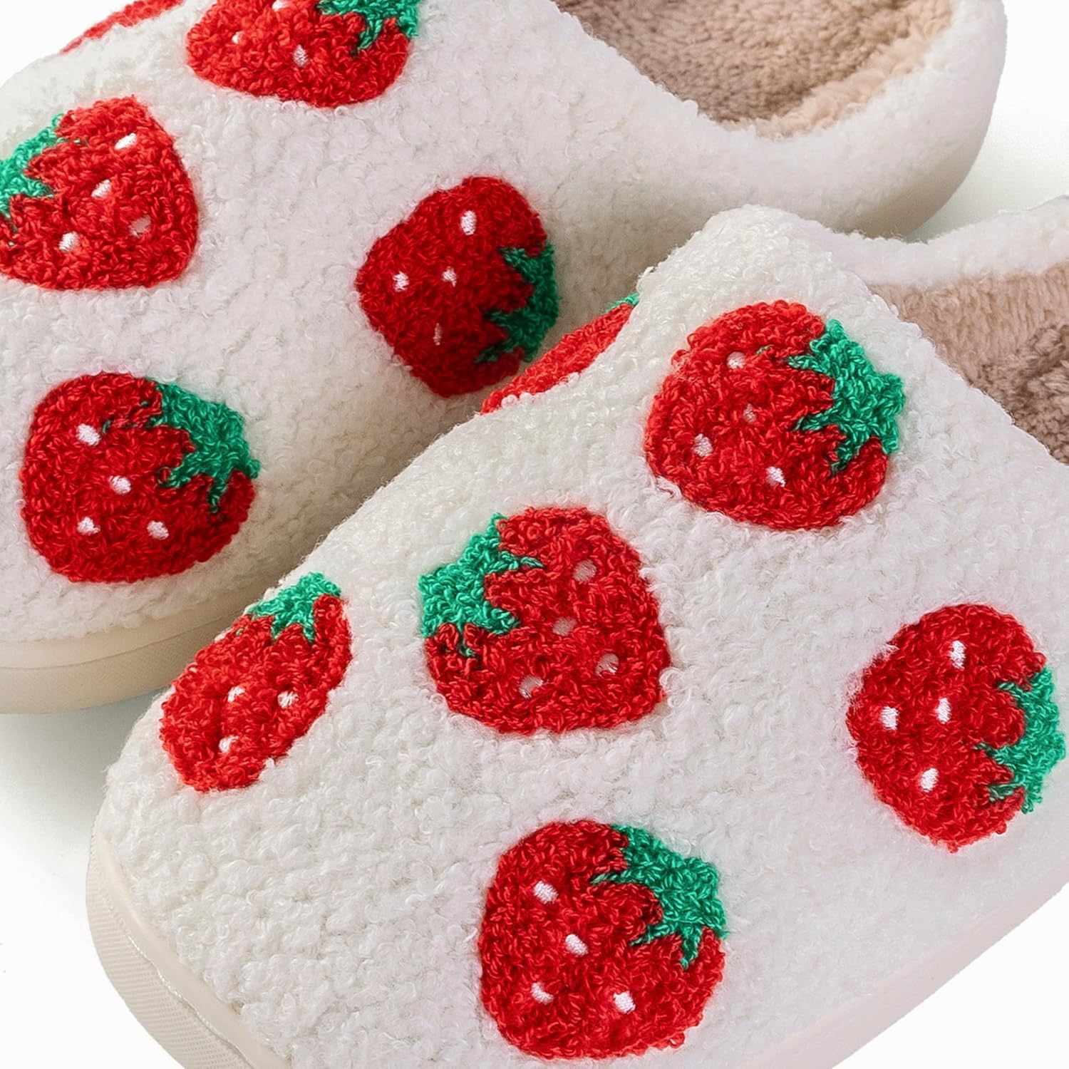 Women Slippers Cute Pattern Strawberry Slippers Warm Soft Bedroom Shoes Fuzzy Closed Toe Sandals Non Slip House Bedroom Slippers - Image 2